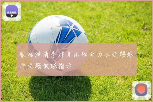 张浩澄清李帅言论称全力以赴踢球并无踢假球指示